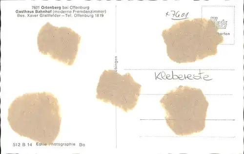 Ortenberg Baden Gasthaus Bahnhof Gastraum Kat. Ortenberg