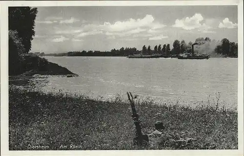 Diersheim Rhein Dampfschiff Kat. Rheinau