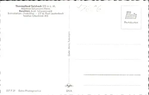 Renchtal Thermalbad Sulzbach Muentner-Schumann-Heim / Oberkirch /