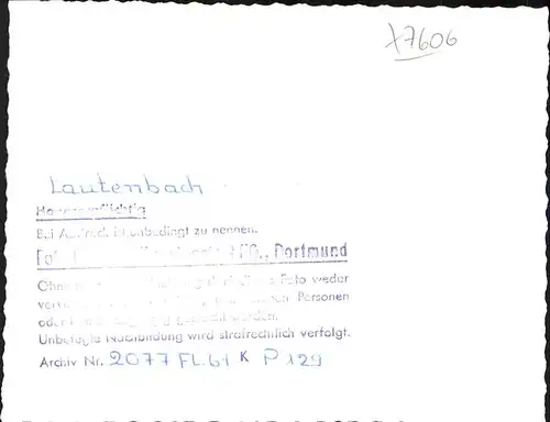 Lautenbach Renchtal [handschriftlich] Kat. Lautenbach