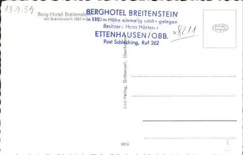 Ettenhausen Schleching Berghotel Breitenstein Kat. Schleching