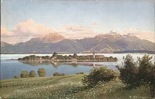 Fraueninsel Chiemsee Kuenstlerkarte R. Reschreiter / Chiemsee /Rosenheim LKR