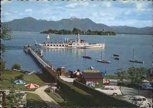 Fraueninsel Chiemsee Hochfelln Hochgern Schiff  / Chiemsee /Rosenheim LKR