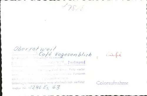 wz17256 Oberrotweil Cafe Vogesenblick Kategorie. Vogtsburg im Kaiserstuhl Alte Ansichtskarten