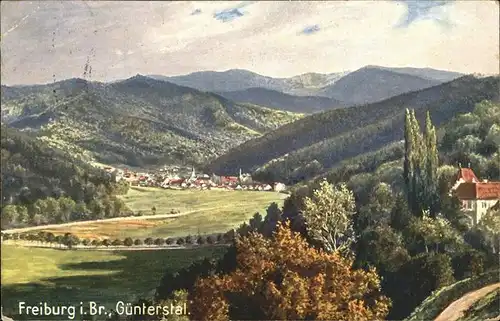 Guenterstal Freiburg Panorama Kuenstlerkarte / Freiburg im Breisgau /Breisgau-Hochschwarzwald LKR