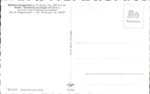 Horben Breisgau Langackern Gasthof zum Engel Kat. Horben