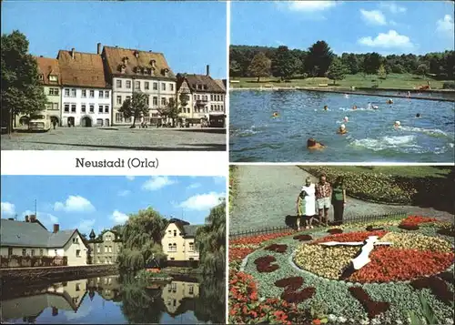 Neustadt Orla Schwimmbad Blumenuhr Markt Kat. Neustadt Orla