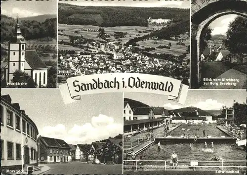 Sandbach Hessen Kirchberg Burg Breuberg Schwimmbad Kat. Breuberg