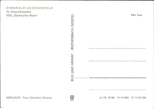 Zinnwald-Georgenfeld HOG Saeschischer Reiter Kat. Altenberg