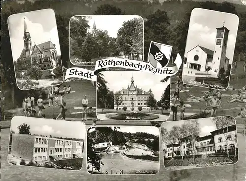 Roethenbach Rathaus Kirche Stadtbad Schule  Kat. Roethenbach a.d.Pegnitz