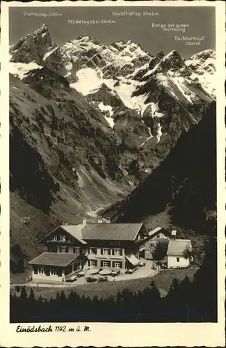 Einoedsbach Maedelegabel Berge der guten Hoffnung Alpengasthof Kat. Oberstdorf