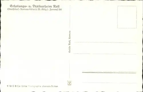 Kornau Oberstdorf Diaetkurheim Rall Kat. Oberstdorf