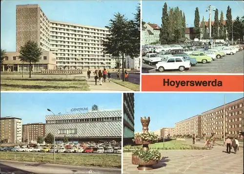 Hoyerswerda Neubaubloecke Hochhaeuser Trabenten Autos Parkplatz Kat. Hoyerswerda