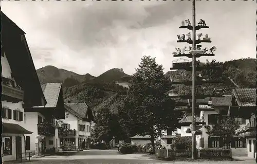 Grassau Chiemgau Hochplatte Maibaum im Dorf Kat. Grassau