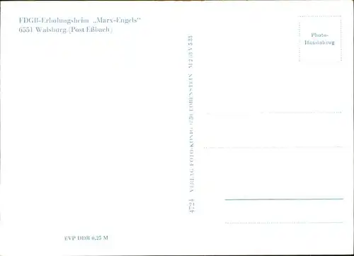 Walsburg FDGB Erholungsheim Marx Engels Kat. Ziegenrueck Thueringen