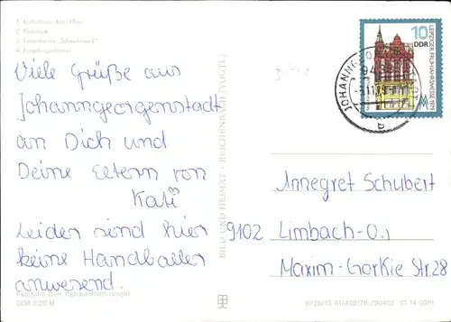 Johanngeorgenstadt Kulturhaus Karl Marx Postsaeule Ferienheim Schwefelwerk Erzgebirgsschanze Kat. Johanngeorgenstadt