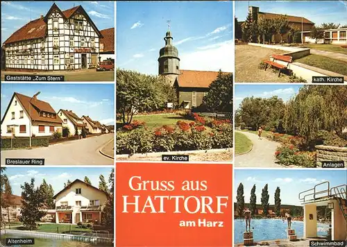 Hattorf Harz Zum Stern Schwimmbad Kath. Kirche Breslauer Ring Kat. Hattorf am Harz