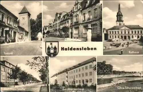Haldensleben Rathaus Ohre-Schwimmbad Karl-Marx-Strasse Kat. Haldensleben
