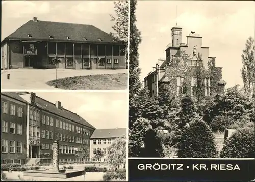 Groeditz Riesa Kino Schule Rathaus Kat. Groeditz Riesa
