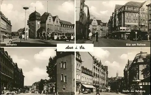 Aue Strasse d. Befreiung Rathaus Poststr. Stalinplatz Kat. Aue