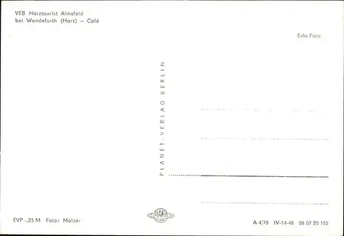 Wendefurth VEB Harztourist Almsfeld Cafe Kat. Altenbrak