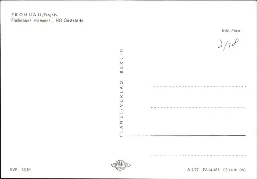 Frohnau Frohnauer Hammer HO Gaststaette Kat. Annaberg