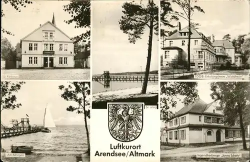 Arendsee Altmark Stadtwappen Jugendherberge Jonny Schehr FDGB Erholungsheim Kat. Arendsee