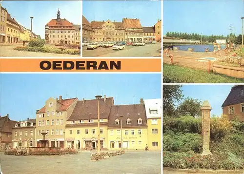 Oederan Rathaus Stadtbad Platz der Befreiung Postmeilensaeule Kat. Oederan