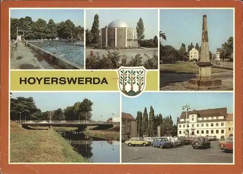 Hoyerswerda Postsaeule Elsterbruecke Planetarium Kat. Hoyerswerda