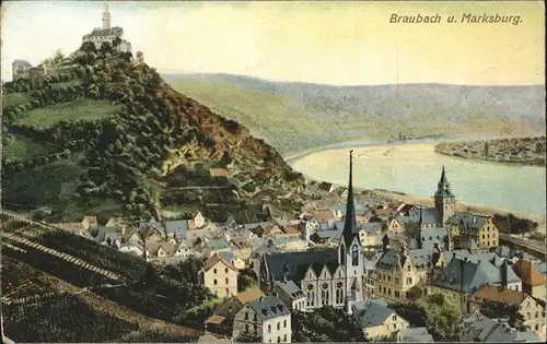 Braubach Rhein Marksburg Fluss / Braubach /Rhein-Lahn-Kreis LKR