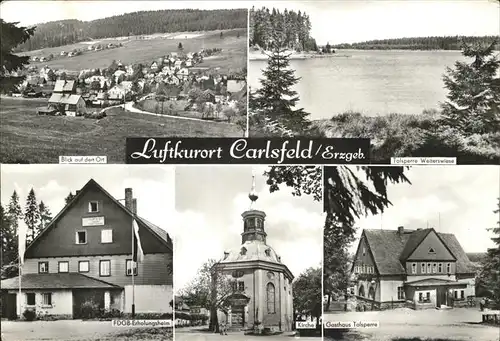 Carlsfeld Erzgebirge Talsperre Kirche Erholungsheim Kat. Eibenstock