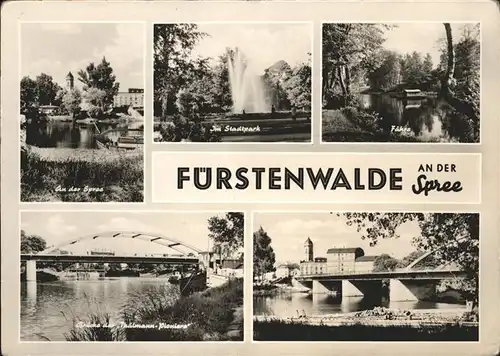 Fuerstenwalde Spree Brunnen Faehre Spree Bruecke Kat. Fuerstenwalde