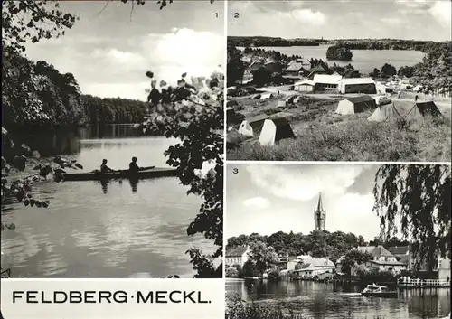 Feldberg Mecklenburg Ruderboot Camping Zelte Schmaler Luzin Kat. Feldberger Seenlandschaft