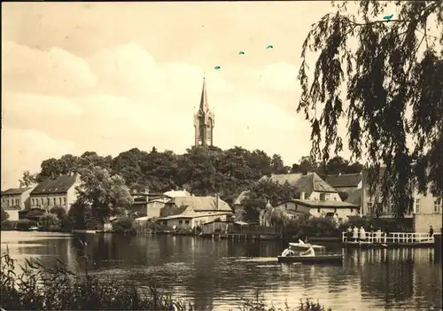 Feldberg Mecklenburg Haussee Ruderboot Steg Kat. Feldberger Seenlandschaft