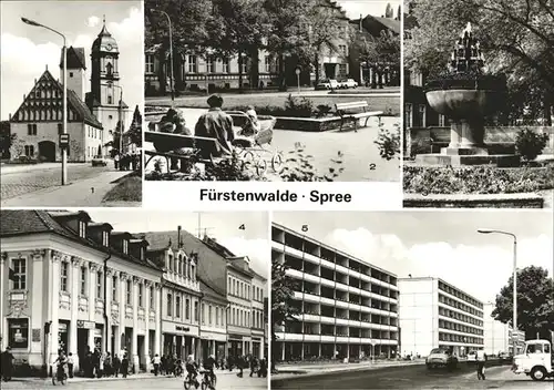 Fuerstenwalde Spree Brunnen Autos Fahrrad Kinderwagen Plattenbau Kat. Fuerstenwalde