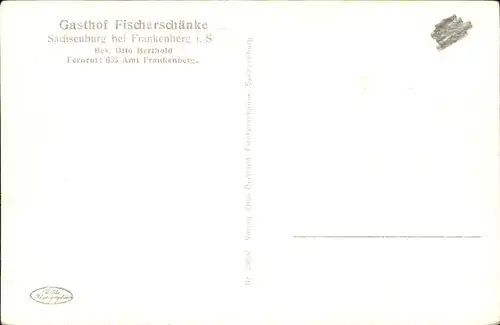Frankenberg Sachsen Gasthaus Fischerschaenke Sachsenburg Otto Berthold Kat. Frankenberg Sachsen