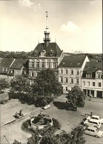 Frohburg Rathaus Markt Brunnen Autos Kat. Frohburg