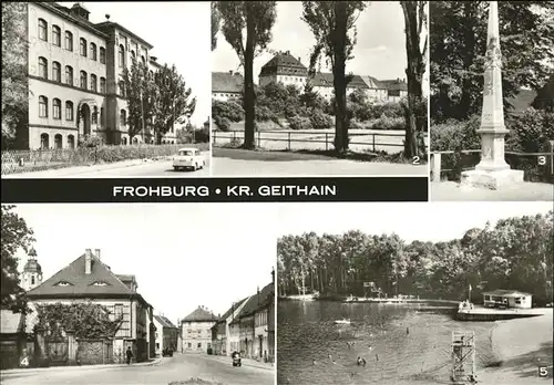 Frohburg Stadtbad Mauerteich Postmeilensaeule  Kat. Frohburg