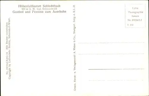 Schlechtbach Schopfheim Gasthof Pension zum Auerhahn Fliegeraufnahme Kat. Schopfheim