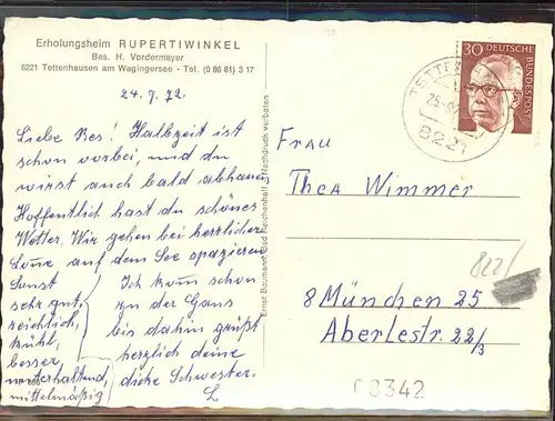 Tettenhausen Erholungsheim Rupertiwinkel Kat. Waging a.See