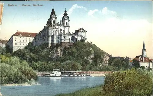 wz51367 Melk Donau Wachau Damfschiff Kategorie. Melk Alte Ansichtskarten