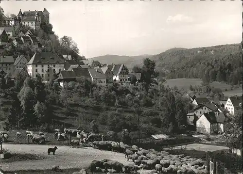 Egloffstein Teilansicht Schafe Hund Kat. Egloffstein