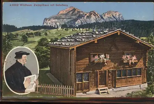 Wildhaus SG Zwinglihaus mit Schafberg Kat. Wildhaus