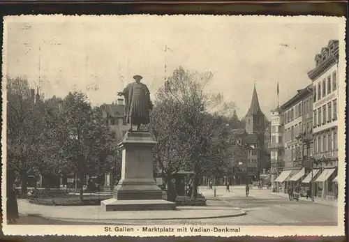 St Gallen SG Marktplatz mit Vadian Denkmal Kat. St Gallen