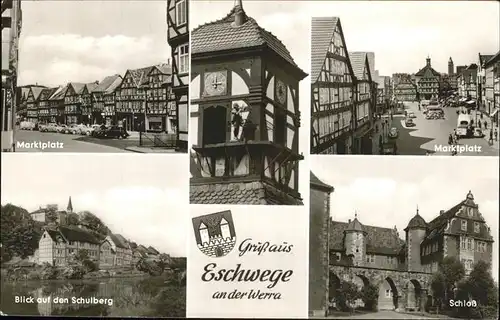 Eschwege Fachwerkhaus Turmuhr Marktplatz Schulberg Schloss Stadtwappen Kat. Eschwege