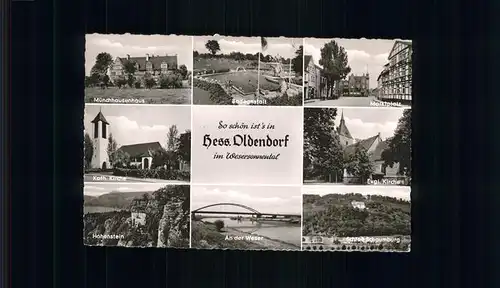 Oldendorf Elze Leine Muenchhausenhaus Badeanstalt Marktplatz Kirche Hohenstein Schloss Schaumburg Weser Kat. Salzhemmendorf