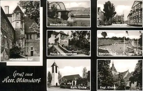 Oldendorf Elze Leine Weserbruecke Marktplatz Haus Niedersachsen Schwimmbad Muenchhausen Hof Kirche Kat. Salzhemmendorf