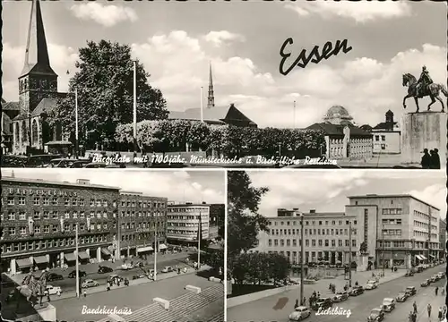 Essen Ruhr Burgplatz Muensterkirche Bischoefl. Residenz Reiter Denkmal Baedekerhaus Lichtburg Kat. Essen