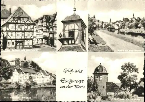 Eschwege Rathaus Obermarkt Partie an der Werra Schulberg Schlosspark Turm Kat. Eschwege