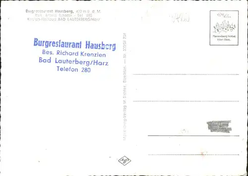 Bad Lauterberg Burgrestaurant Hausberg Kat. Bad Lauterberg im Harz